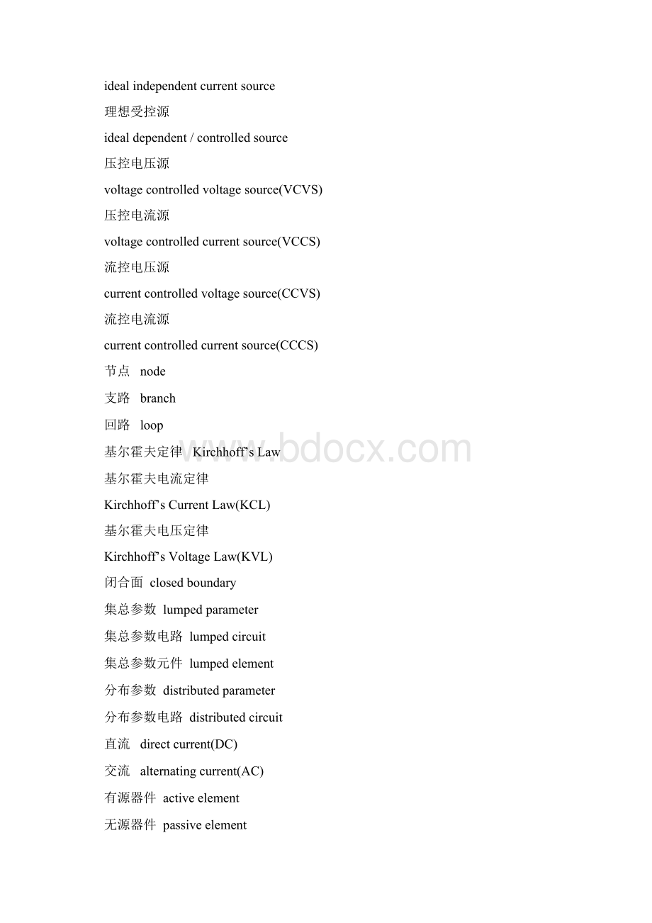 电路原理及电工学常用专业英文词汇分析解析.docx_第2页