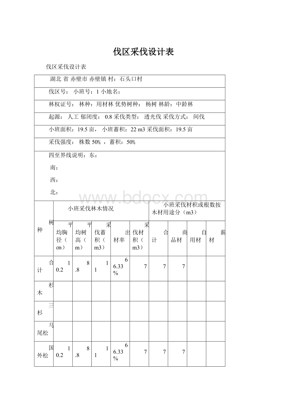 伐区采伐设计表.docx_第1页