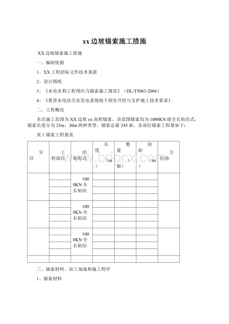 xx边坡锚索施工措施.docx_第1页