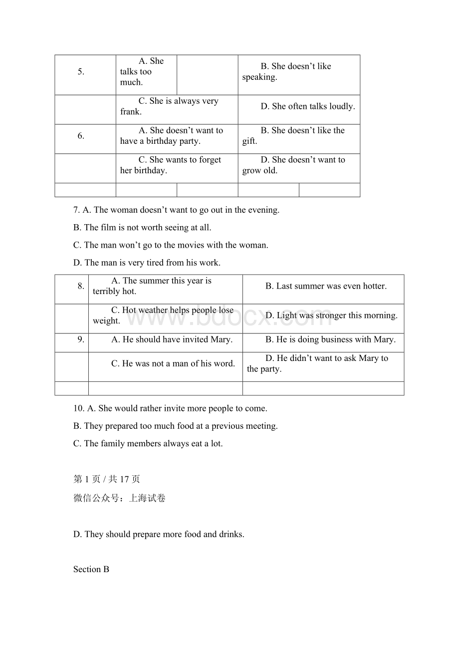 上海市徐汇区高考英语一模附问题详解解析汇报.docx_第2页