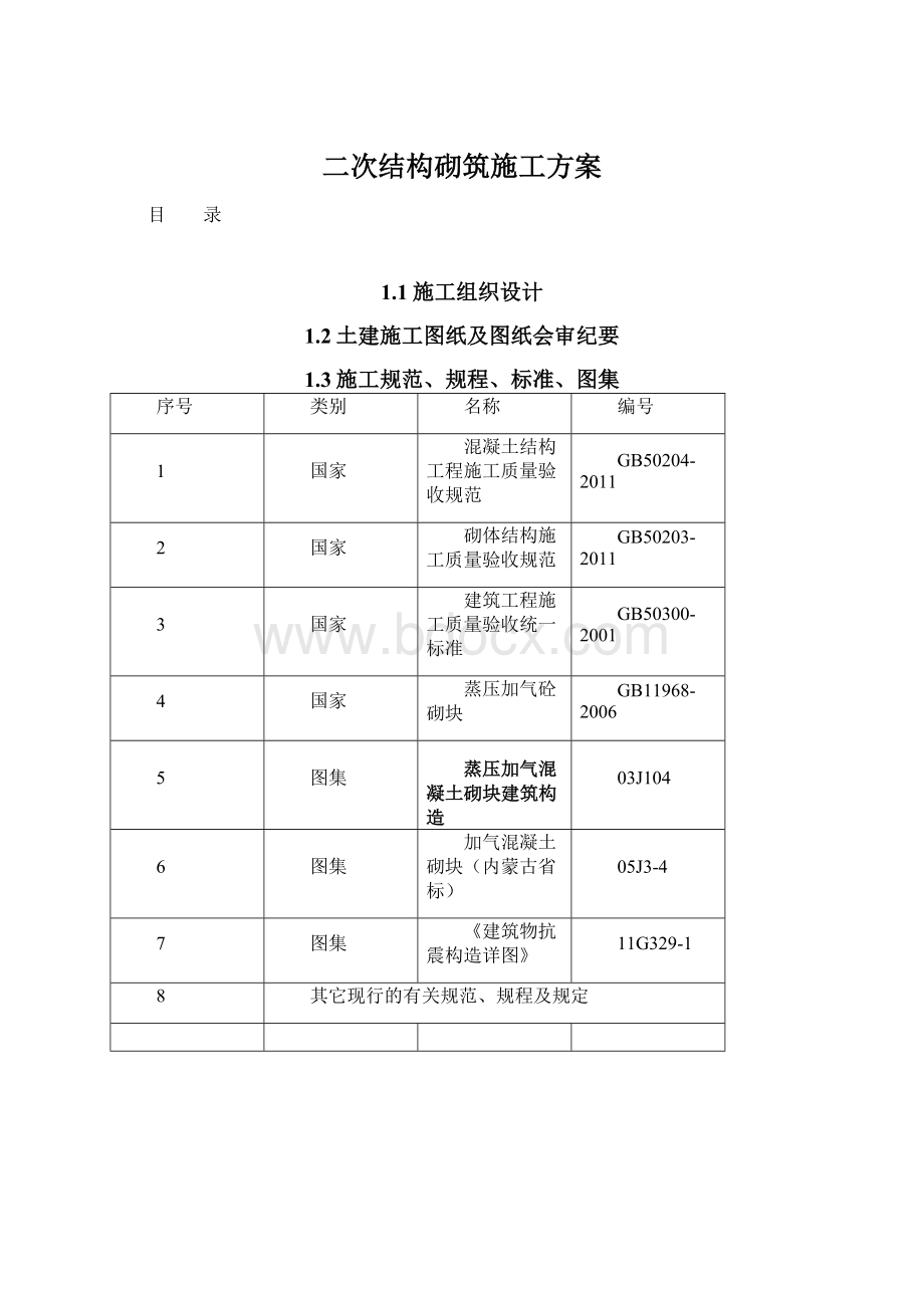 二次结构砌筑施工方案.docx_第1页