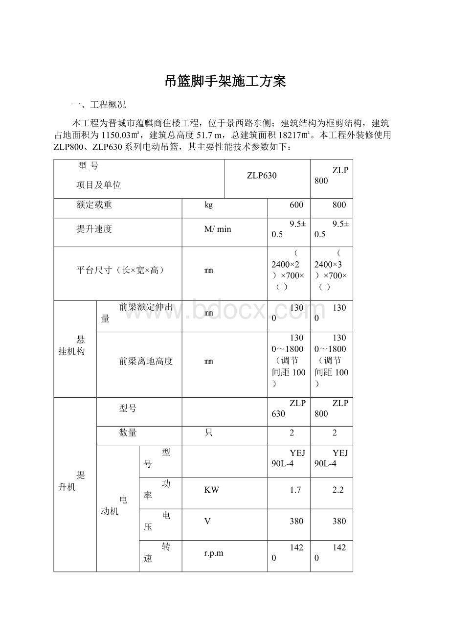 吊篮脚手架施工方案.docx_第1页