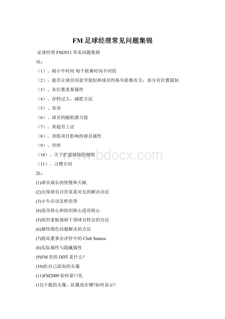 FM足球经理常见问题集锦Word文档格式.docx