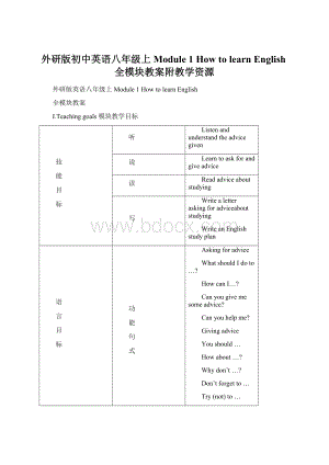 外研版初中英语八年级上Module 1 How to learn English全模块教案附教学资源.docx