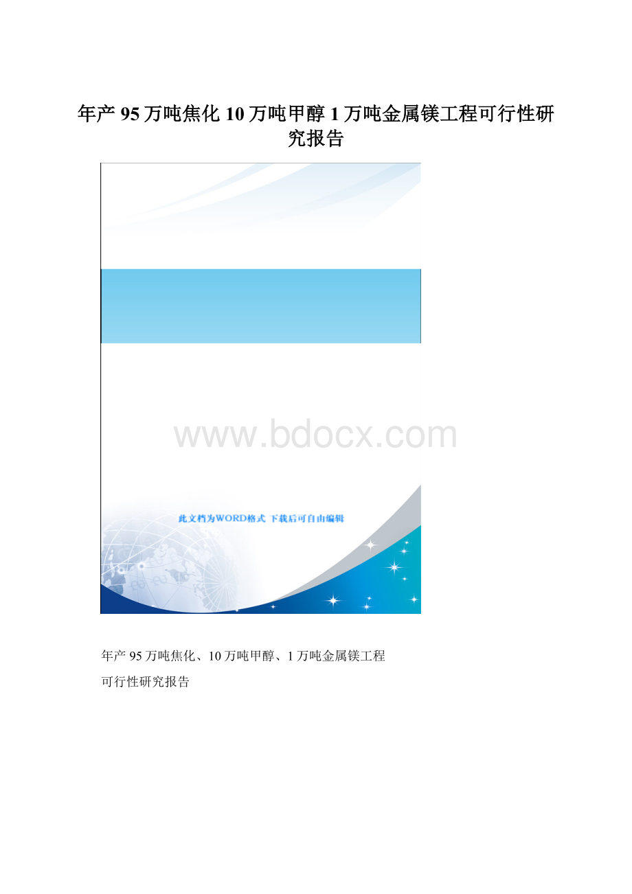 年产95万吨焦化10万吨甲醇1万吨金属镁工程可行性研究报告.docx