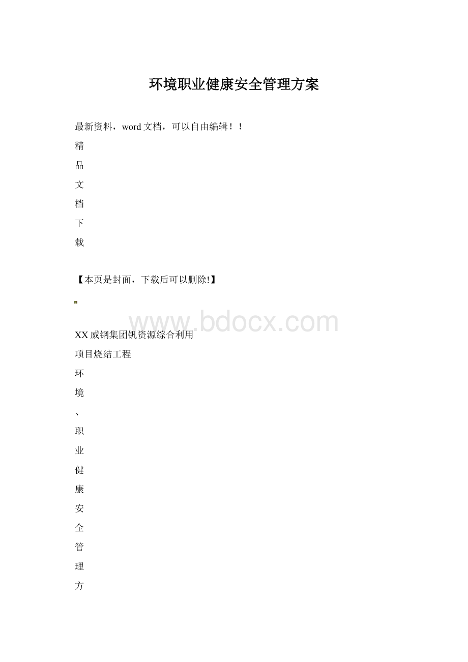 环境职业健康安全管理方案Word文档下载推荐.docx_第1页