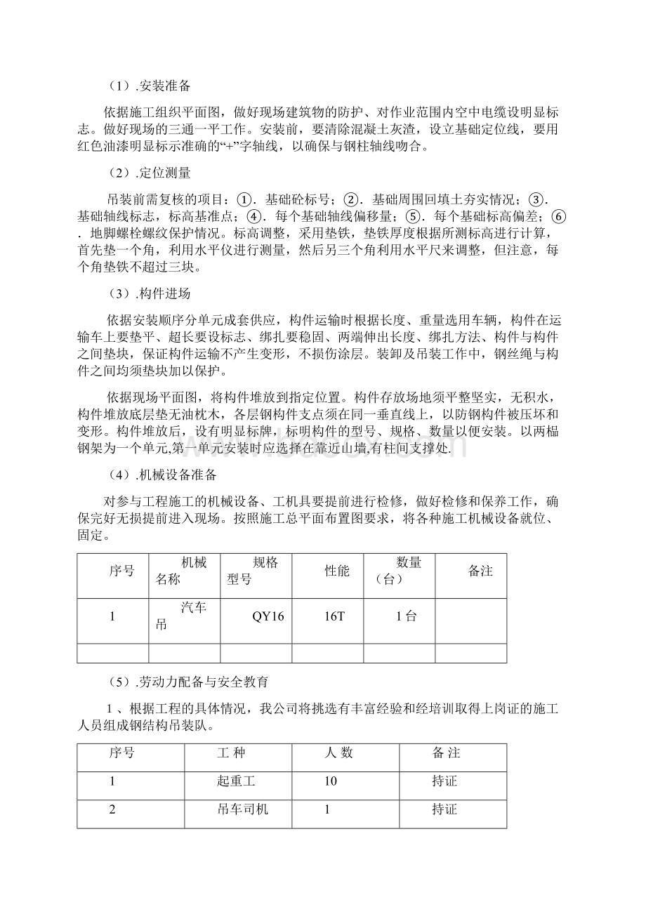 园区钢结构厂房吊装方案Word格式.docx_第2页