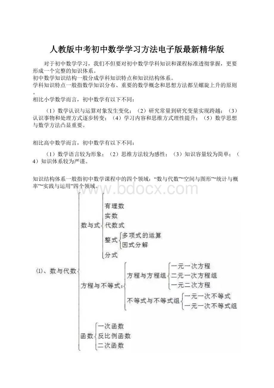 人教版中考初中数学学习方法电子版最新精华版.docx_第1页