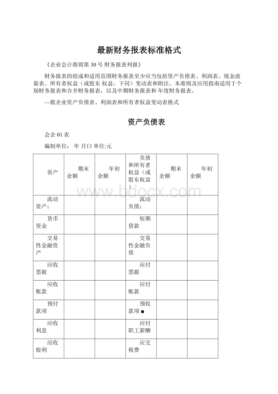 最新财务报表标准格式.docx_第1页