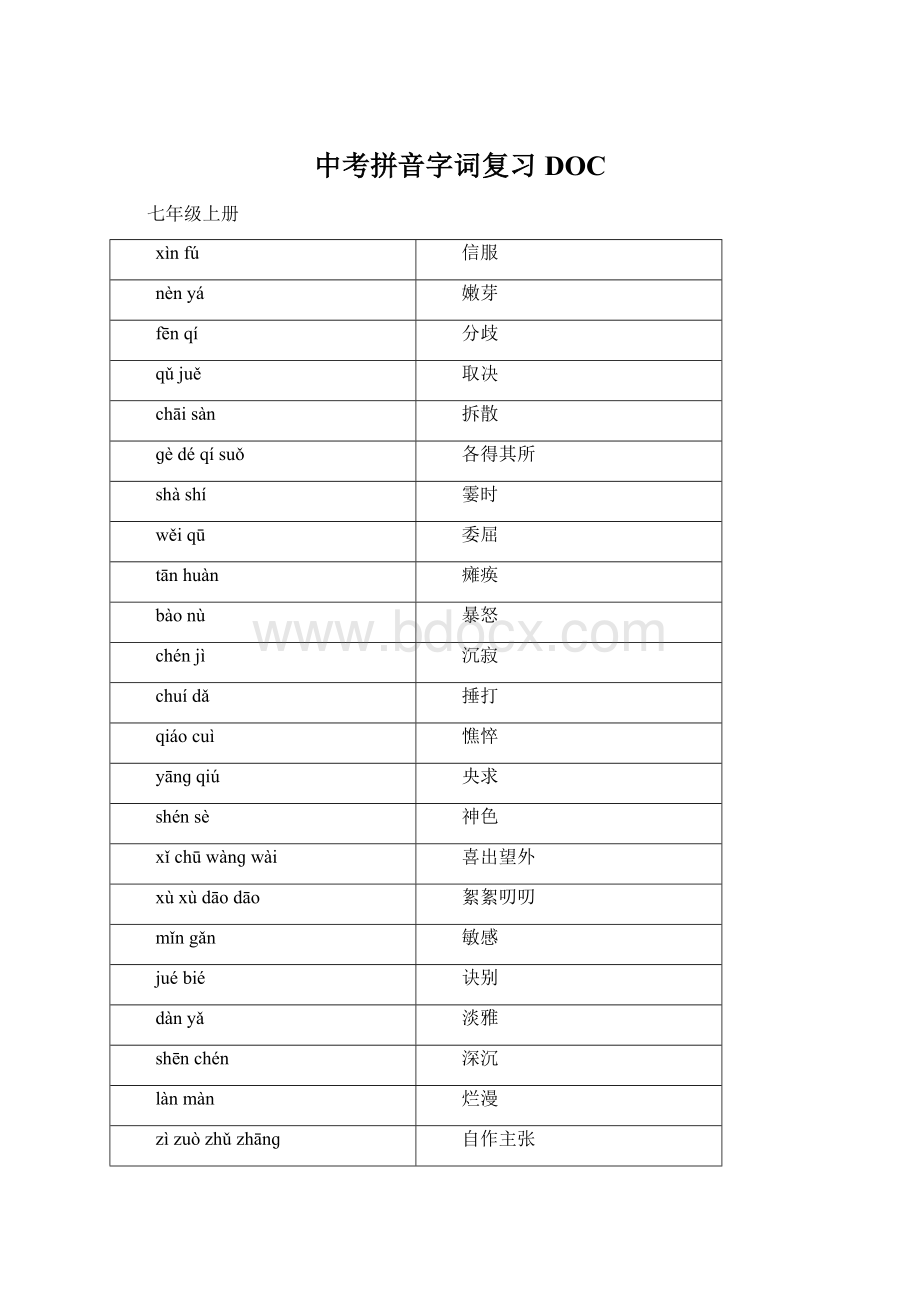 中考拼音字词复习DOC.docx_第1页