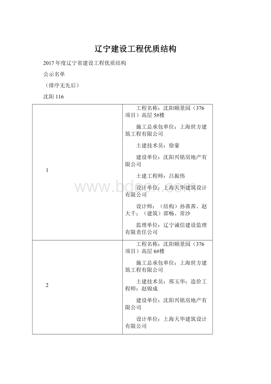 辽宁建设工程优质结构Word文档下载推荐.docx