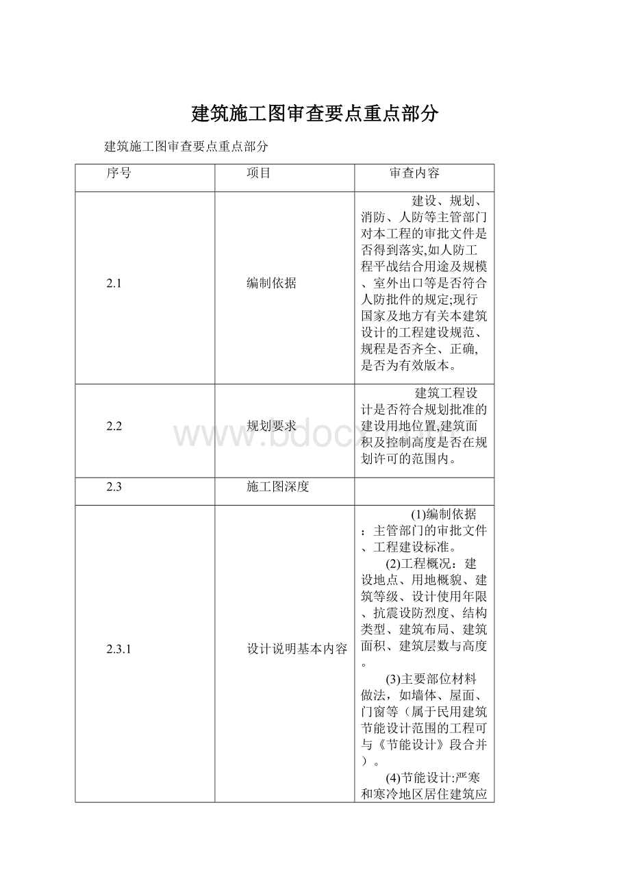 建筑施工图审查要点重点部分.docx