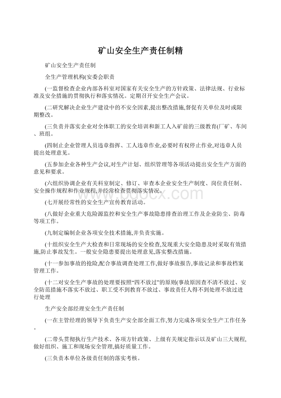 矿山安全生产责任制精Word文档下载推荐.docx_第1页