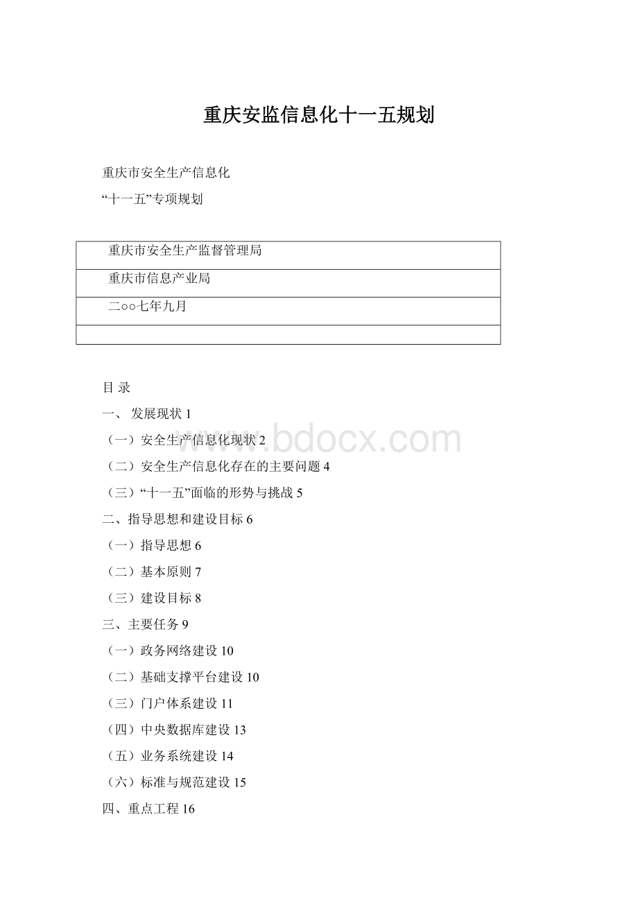 重庆安监信息化十一五规划.docx_第1页