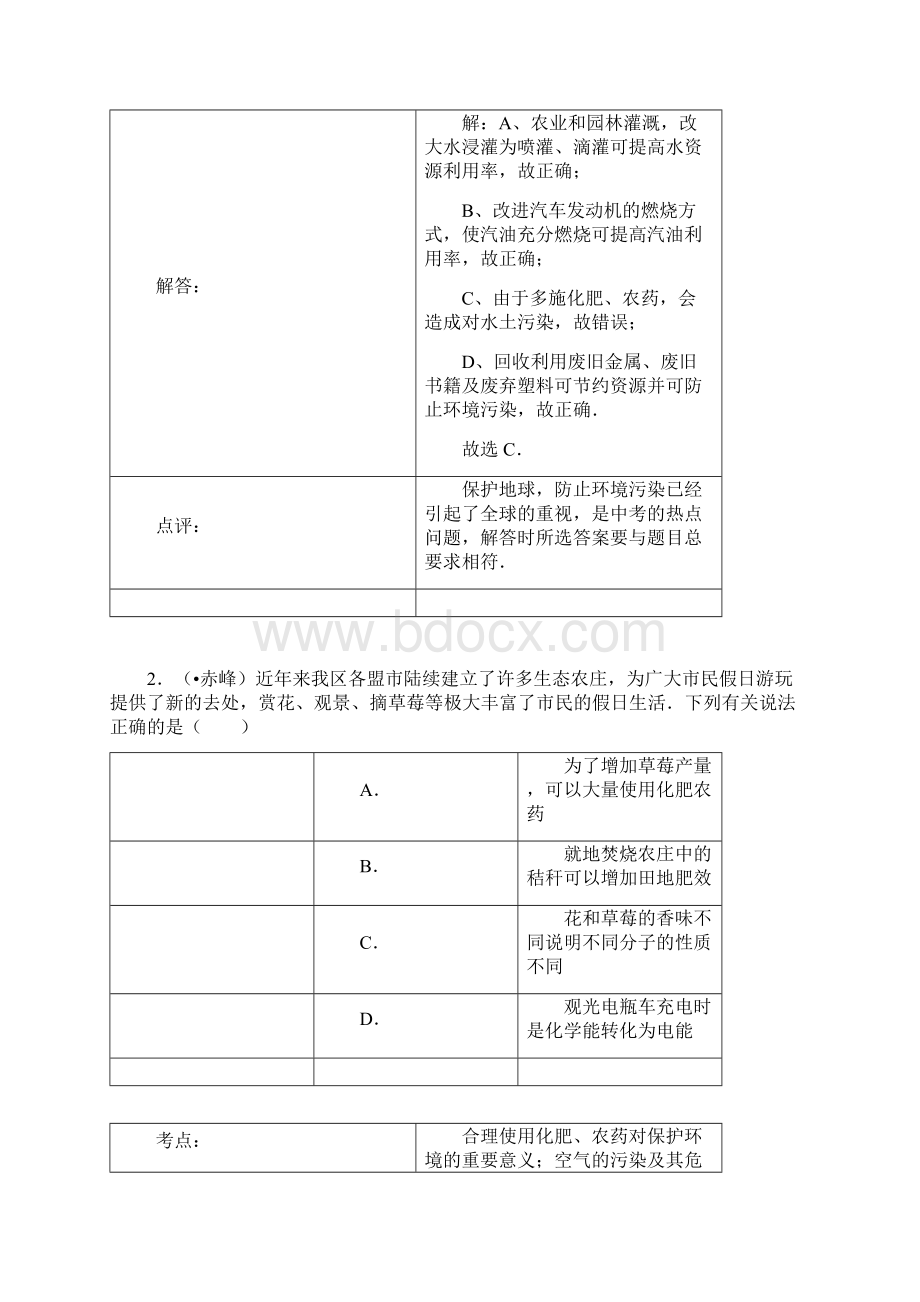 中考化学真题分类汇编化学与环境Word格式.docx_第2页