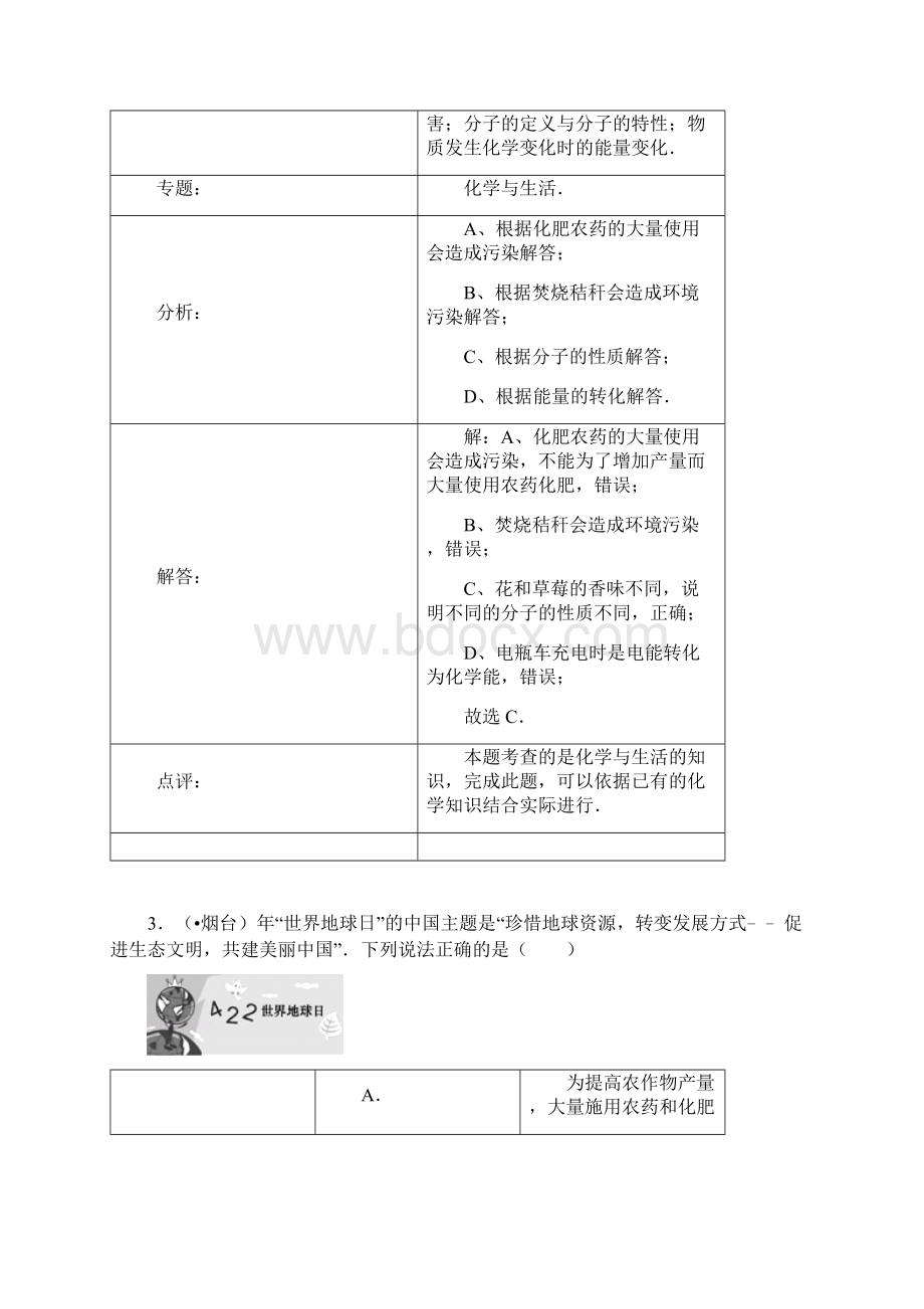 中考化学真题分类汇编化学与环境Word格式.docx_第3页