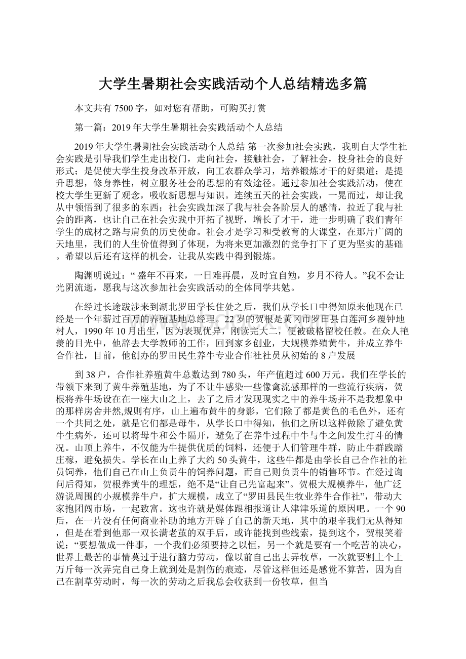 大学生暑期社会实践活动个人总结精选多篇.docx_第1页