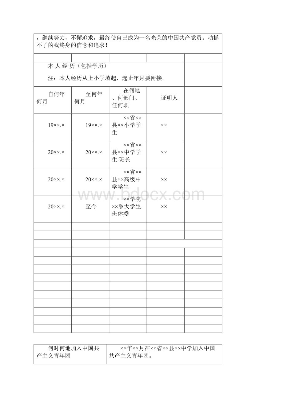 入党志愿书入党志愿书草表填写范文Word文件下载.docx_第3页