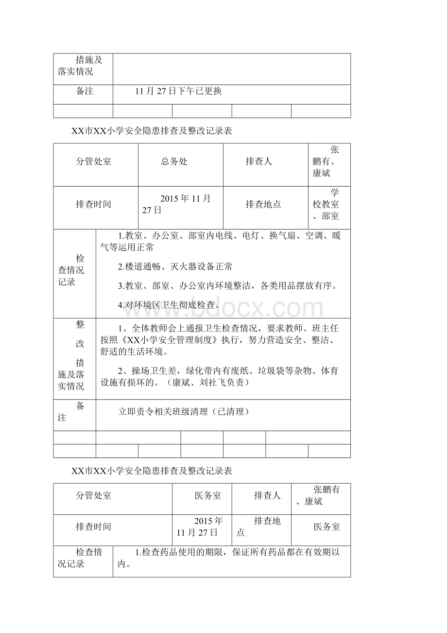 小学安全系统隐患排查及整改记录簿表.docx_第2页