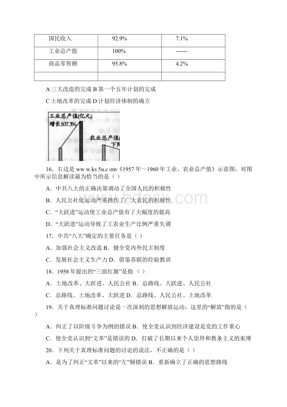 上海市同济中学学年高二下学期期中考试历史试题.docx_第3页