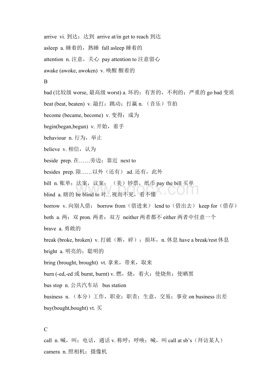 武汉中考英语高频词汇表Word文档下载推荐.docx_第2页