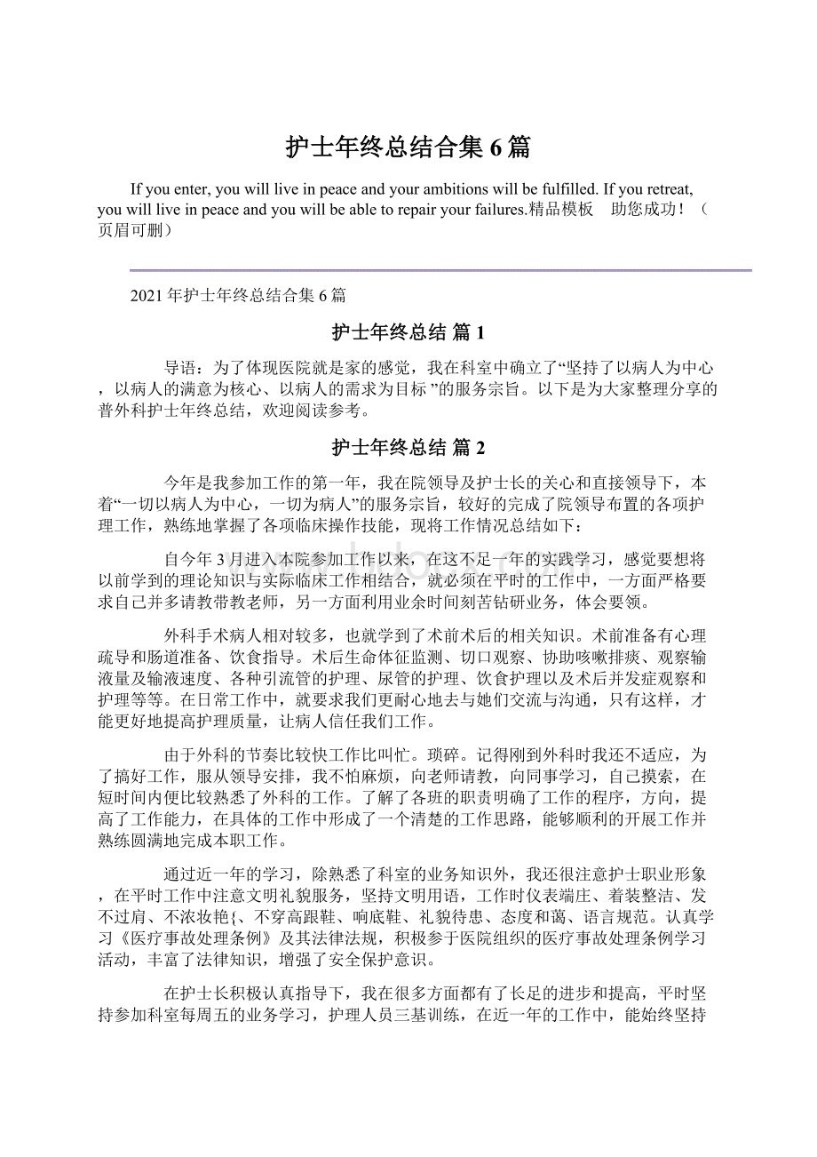 护士年终总结合集6篇.docx