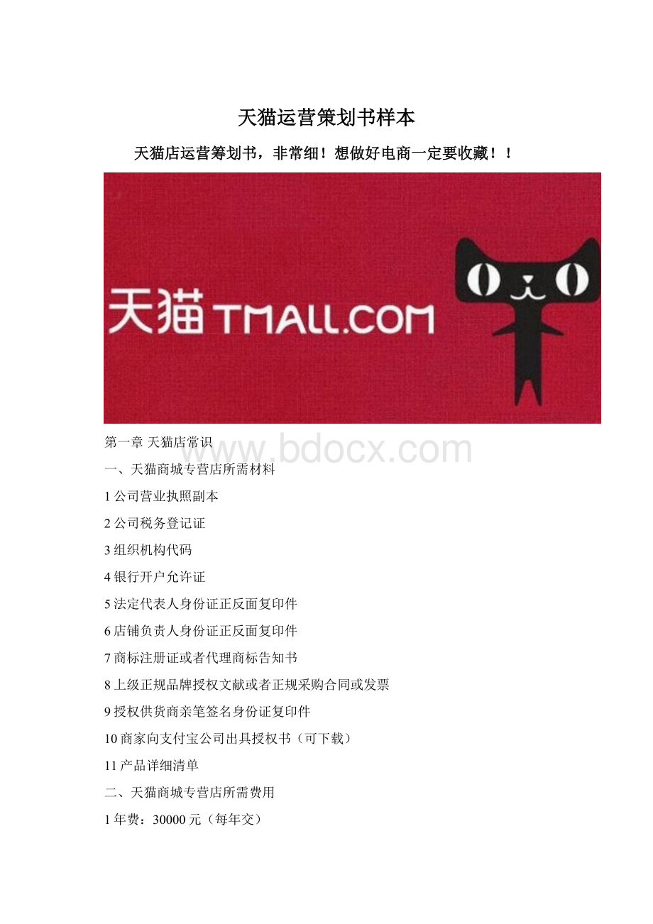 天猫运营策划书样本Word下载.docx_第1页
