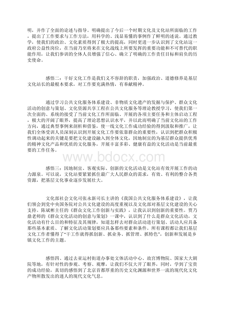 文化站长培训心得体会范文Word文档格式.docx_第3页