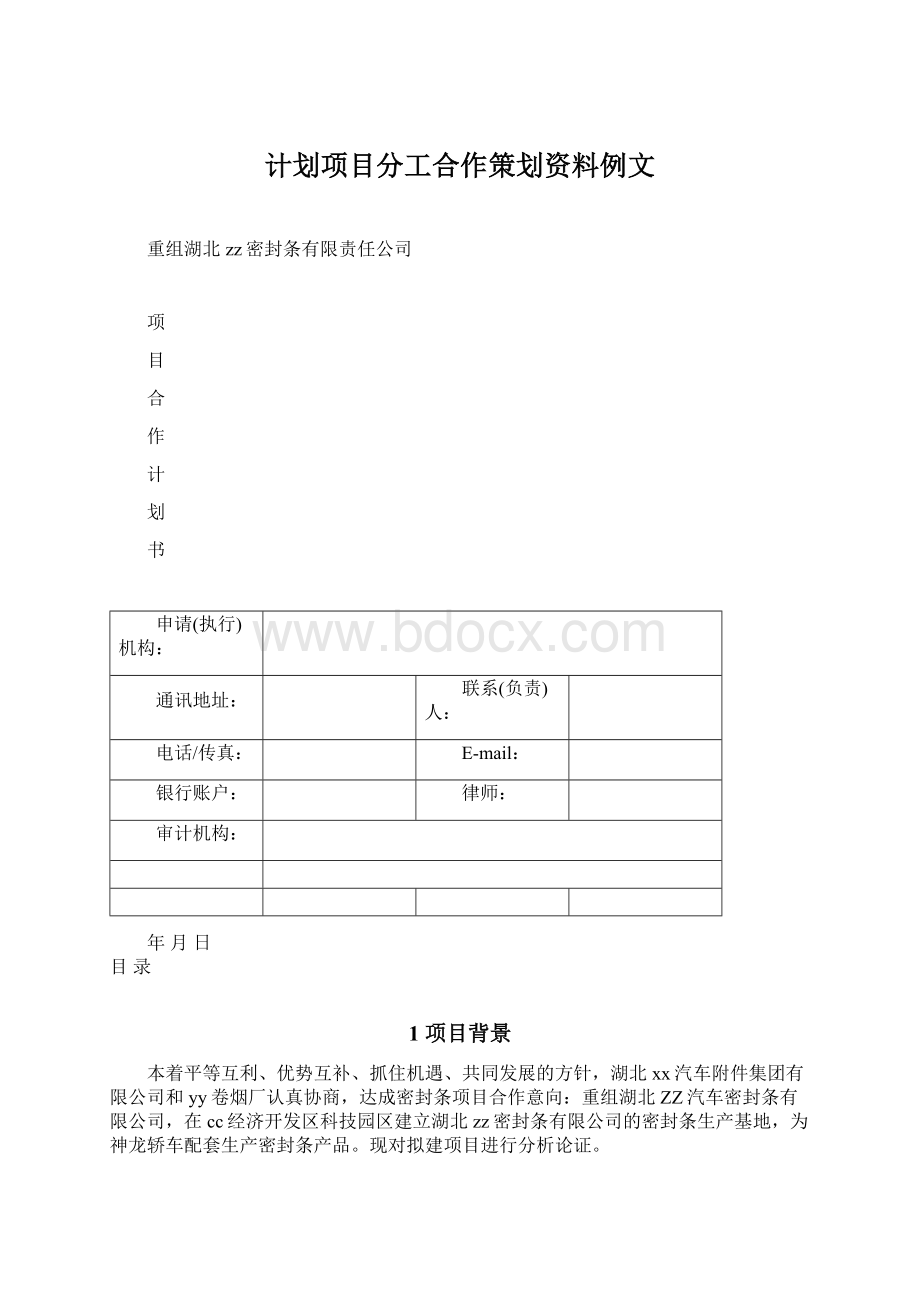 计划项目分工合作策划资料例文.docx_第1页