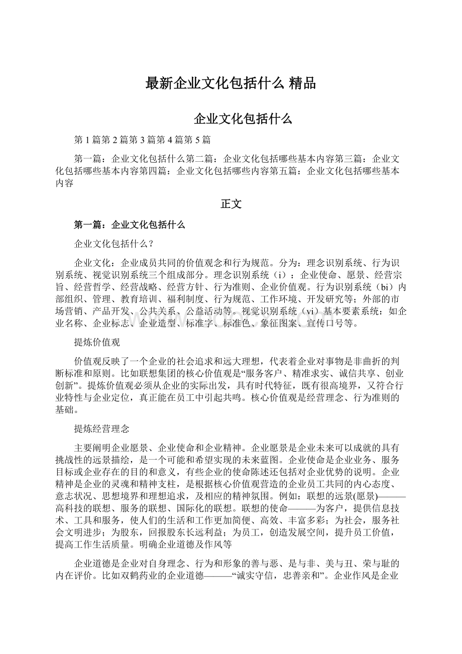 最新企业文化包括什么 精品文档格式.docx_第1页