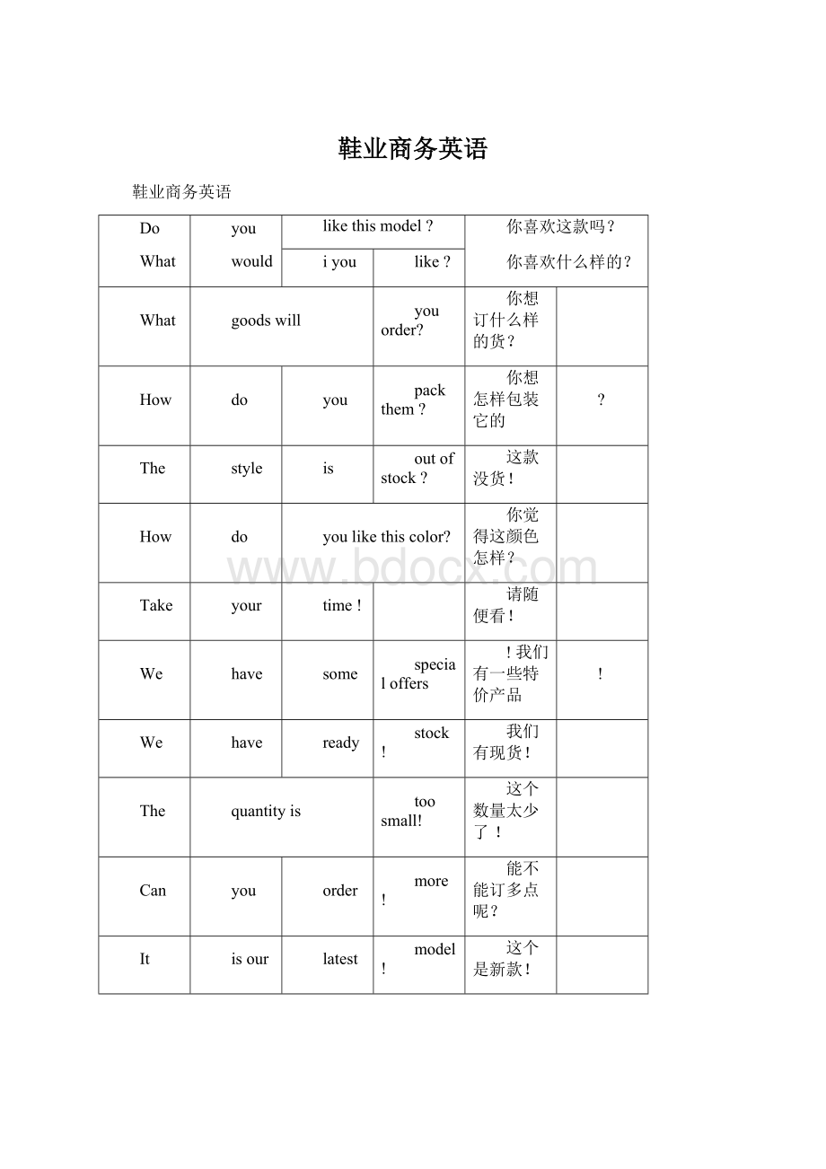 鞋业商务英语文档格式.docx