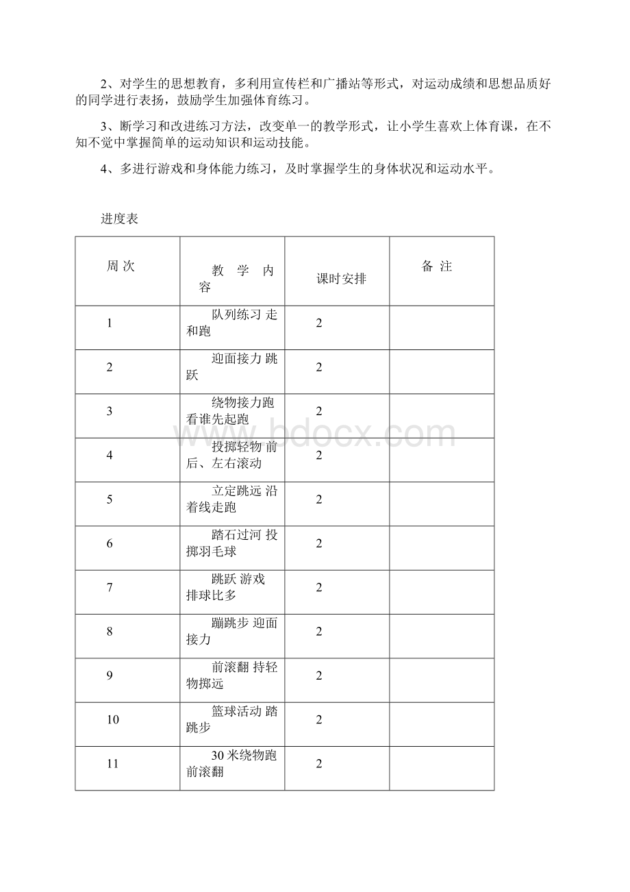 小学一年级上册体育计划及教案Word文档格式.docx_第2页