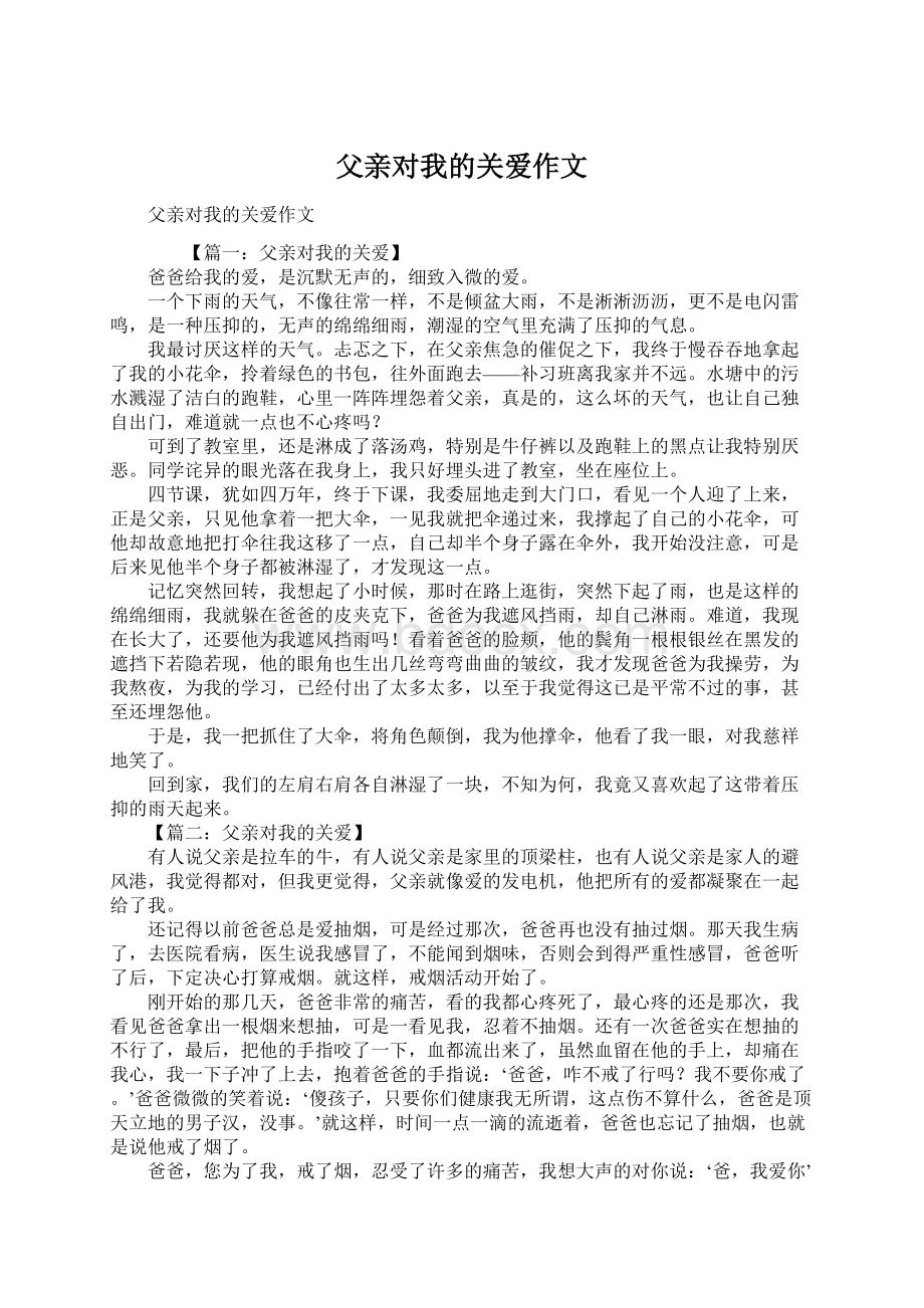 父亲对我的关爱作文Word文件下载.docx_第1页