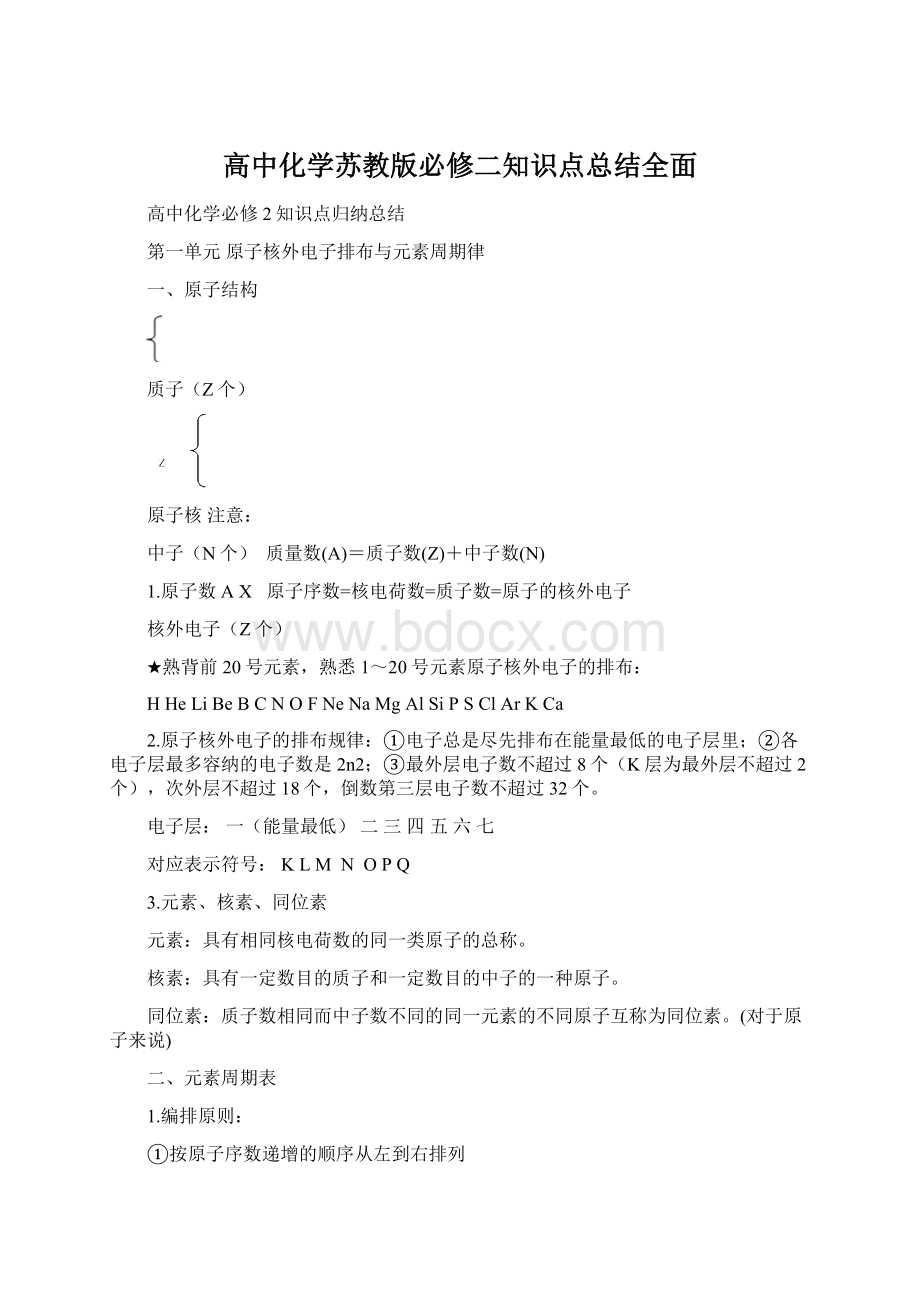 高中化学苏教版必修二知识点总结全面.docx_第1页