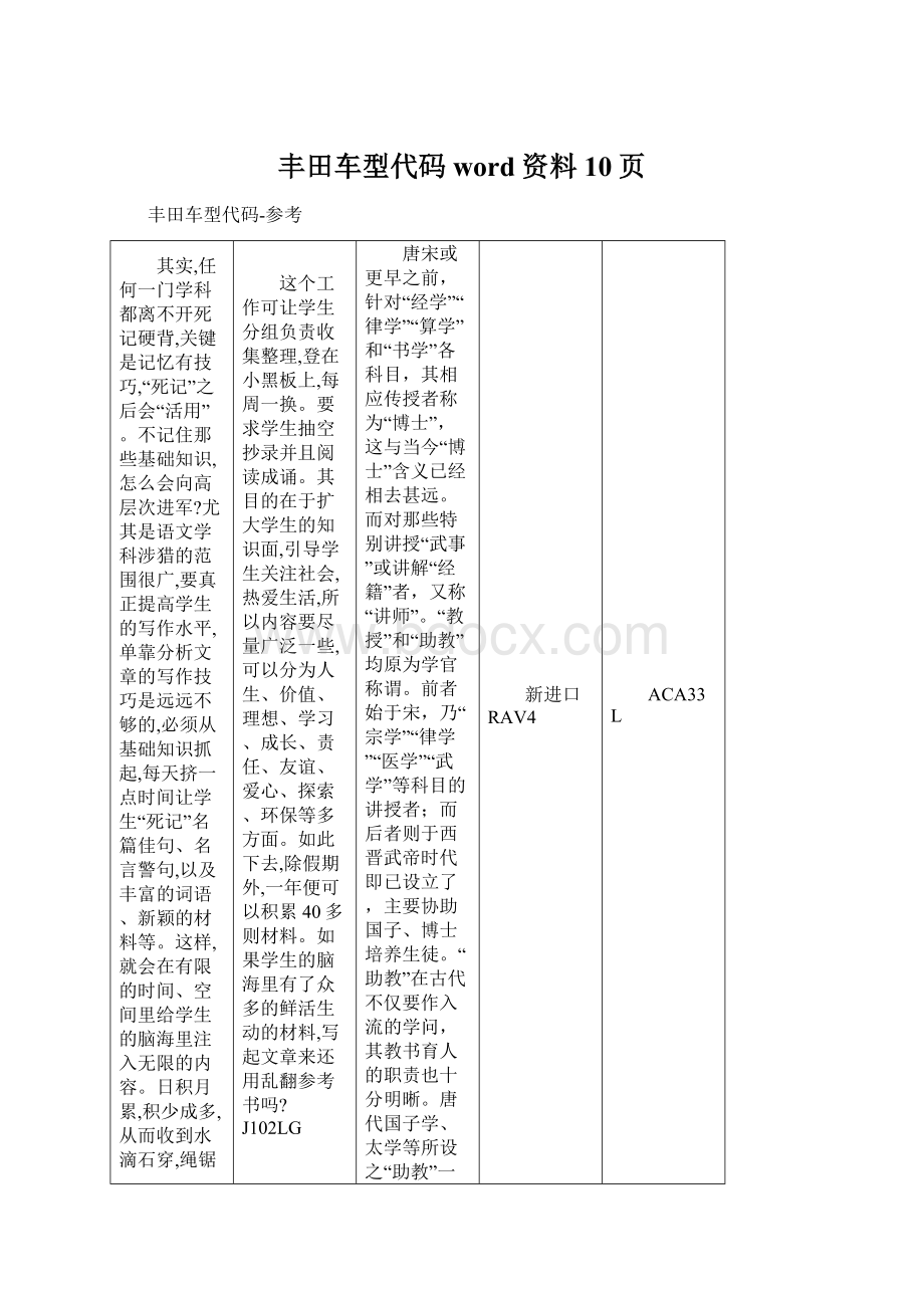 丰田车型代码word资料10页.docx