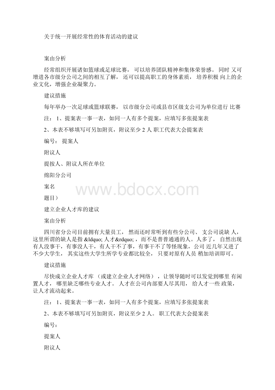 职工代表大会提案表汇总Word下载.docx_第2页