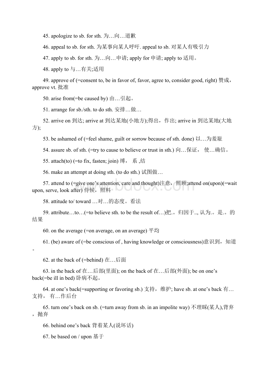 四六级最后的翻译题常考词组100条Word文档格式.docx_第3页