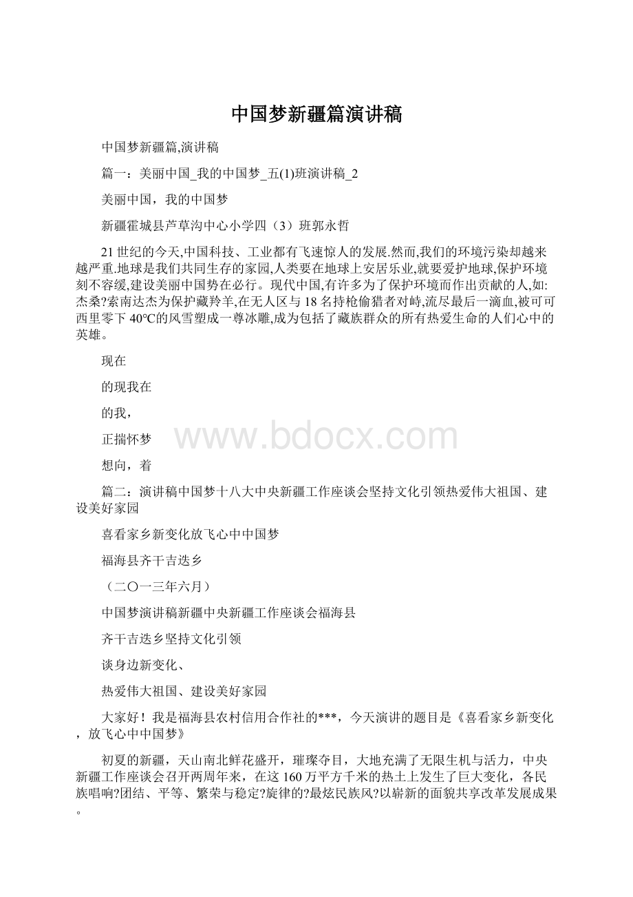 中国梦新疆篇演讲稿Word格式文档下载.docx