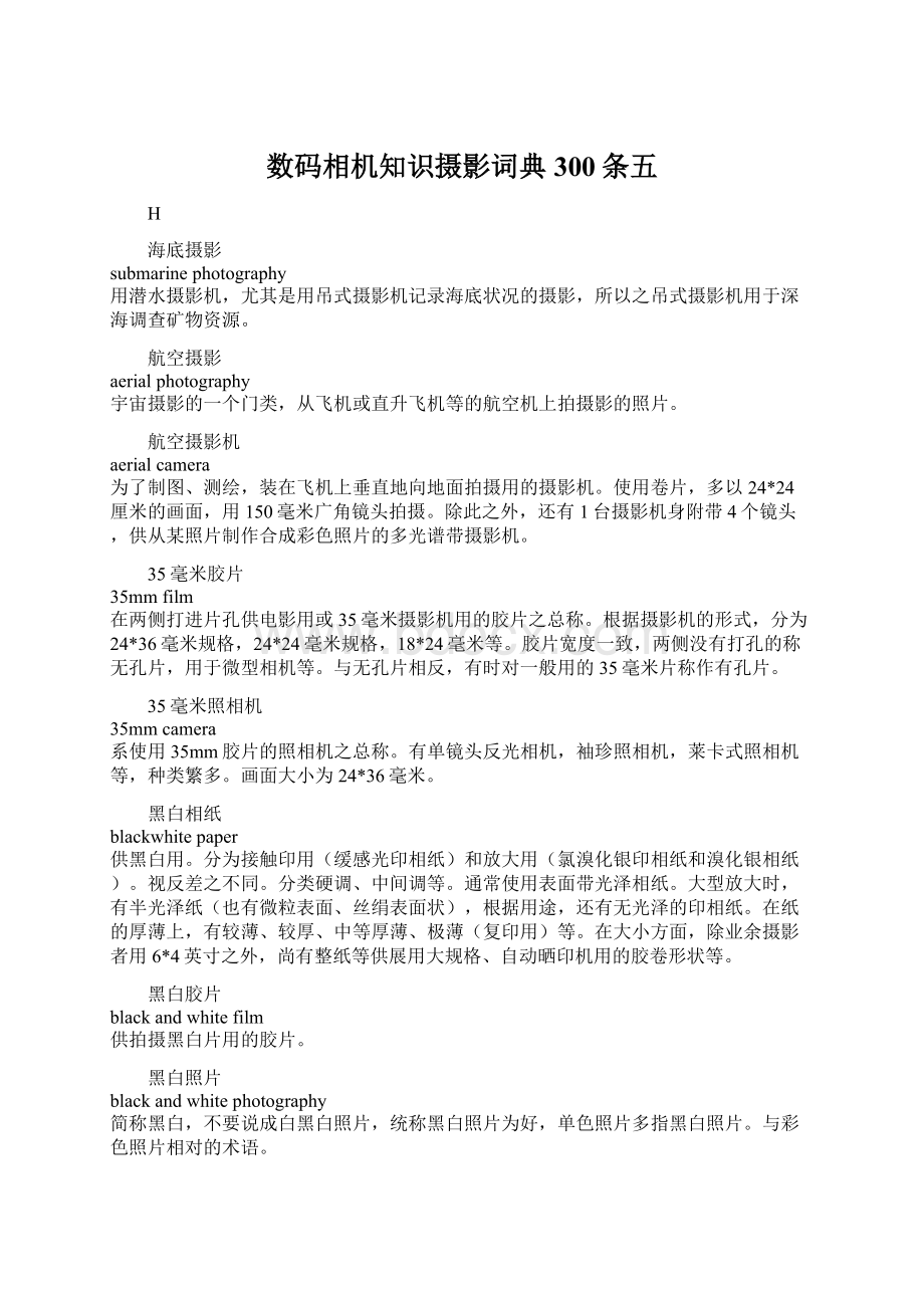 数码相机知识摄影词典300条五Word格式文档下载.docx_第1页