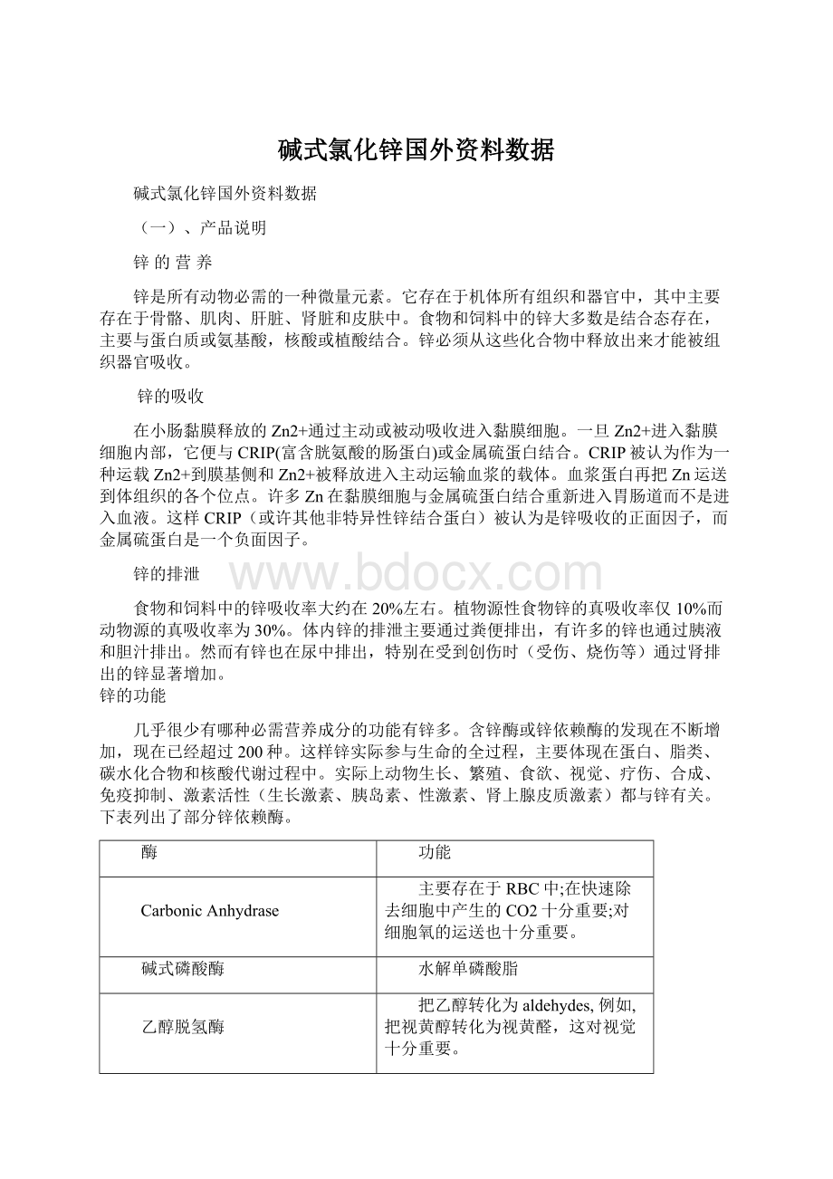 碱式氯化锌国外资料数据.docx