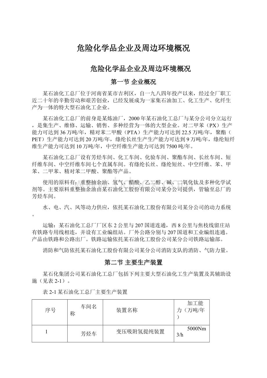 危险化学品企业及周边环境概况.docx_第1页