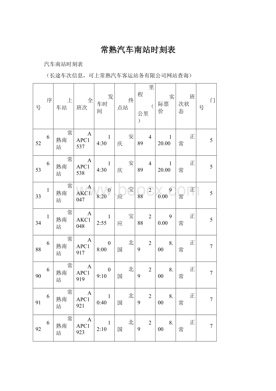 常熟汽车南站时刻表文档格式.docx