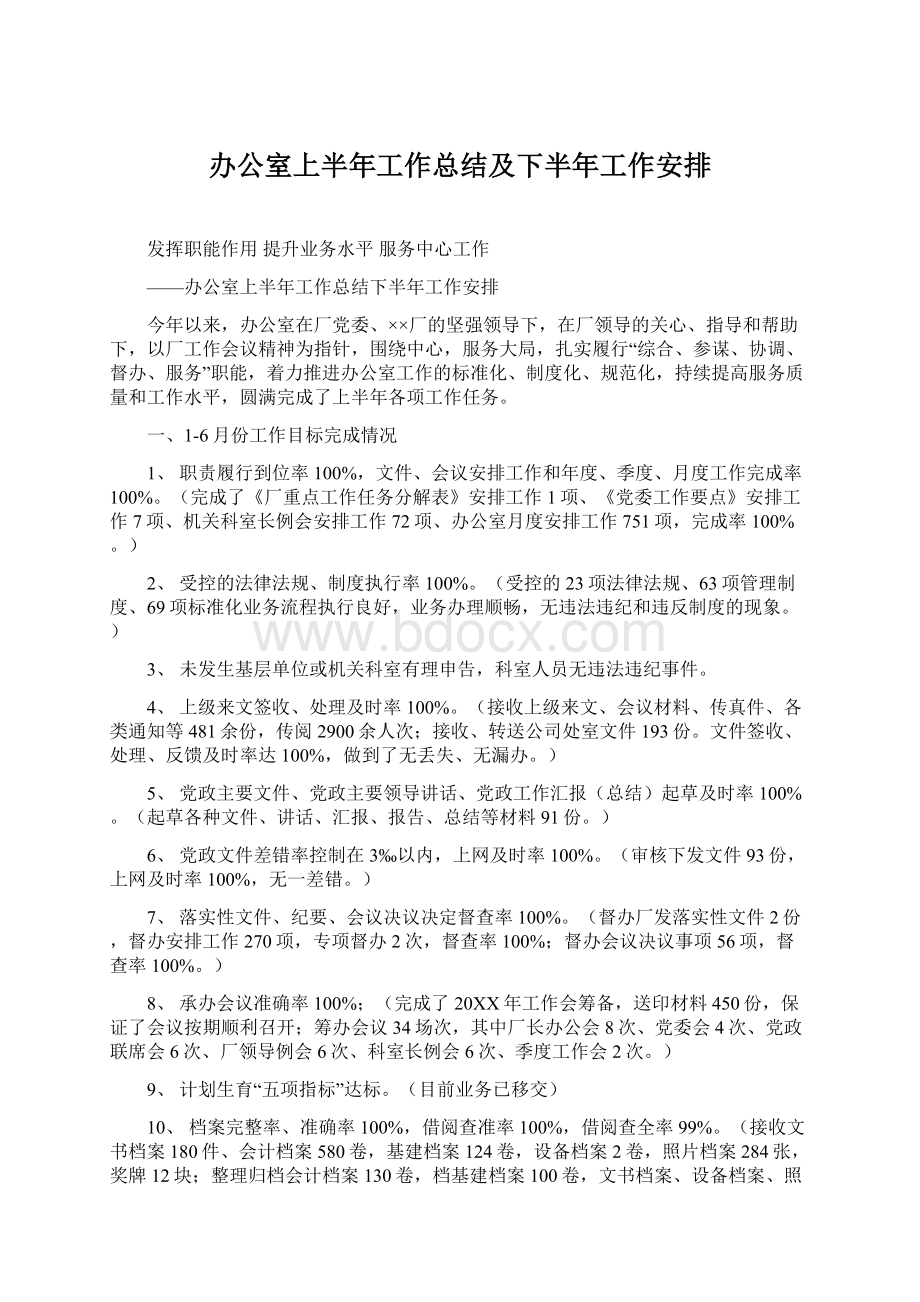 办公室上半年工作总结及下半年工作安排.docx