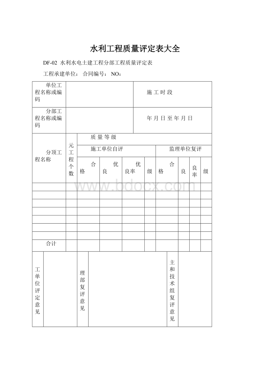 水利工程质量评定表大全Word格式文档下载.docx