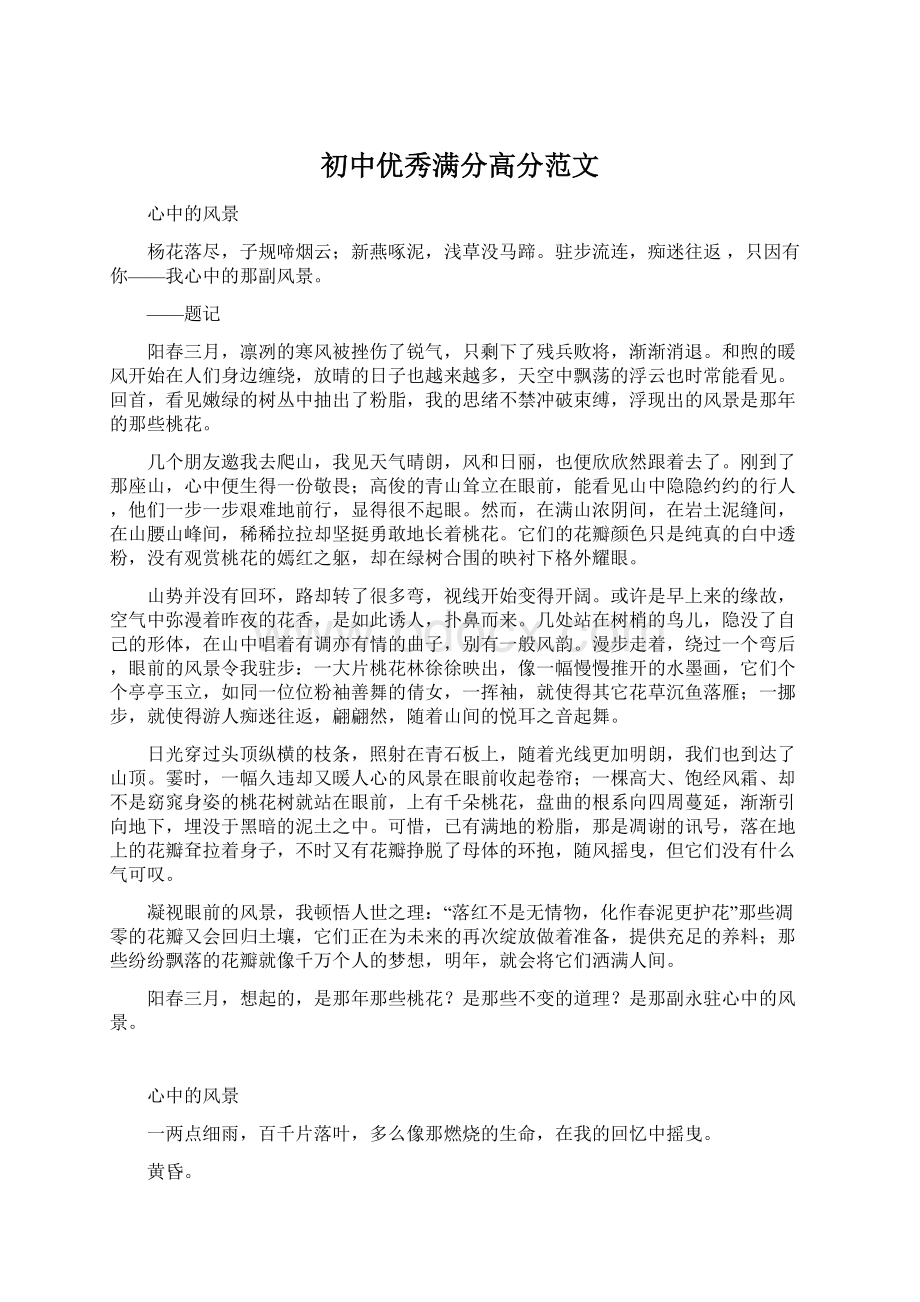 初中优秀满分高分范文Word文档下载推荐.docx