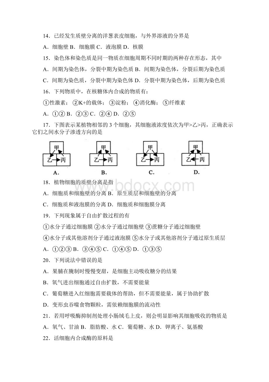 高一生物学年高一上学期期末模拟生物试题Word下载.docx_第3页