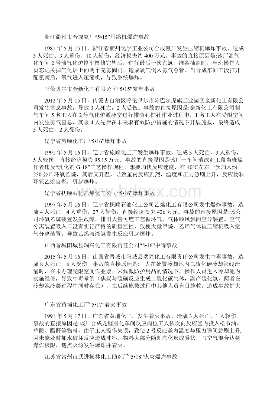 历史上五月发生的化工危险化学品事故.docx_第3页