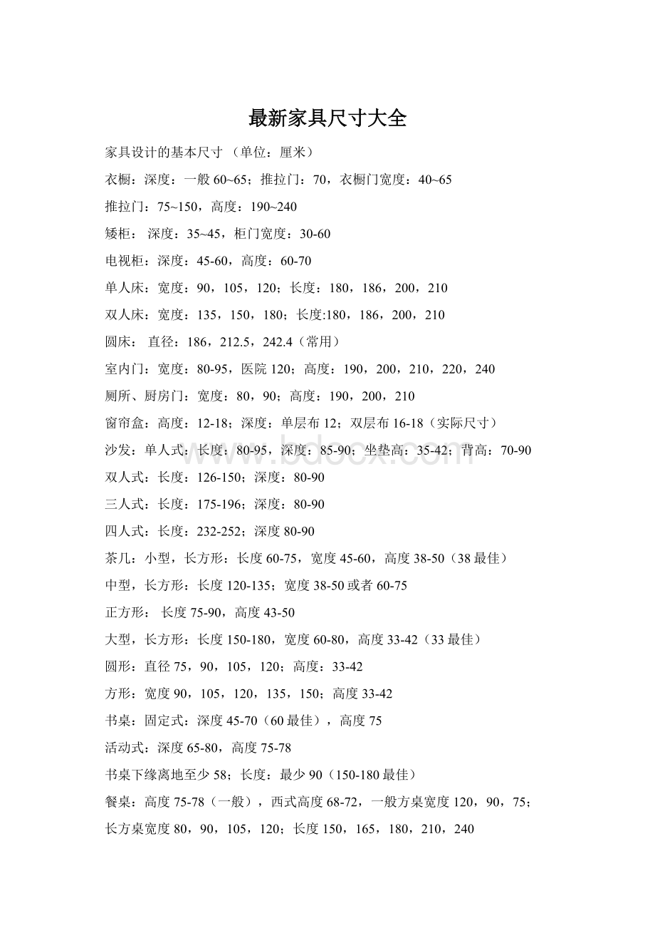 最新家具尺寸大全文档格式.docx