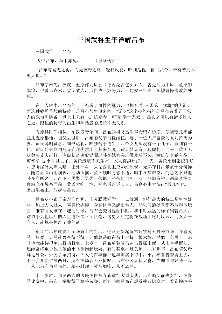 三国武将生平详解吕布.docx