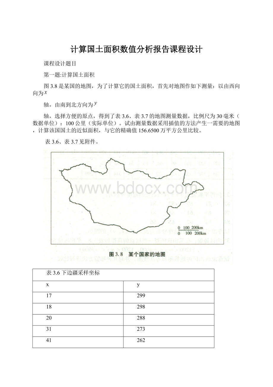 计算国土面积数值分析报告课程设计Word文档下载推荐.docx_第1页